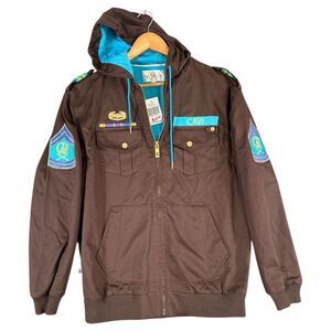 Vintage Cavi Sz L Mens Modern Military Style Lined Hooded Jacket Pockets Patched